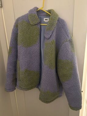 Obey Lavender and Green Sherpa Zip Jacket